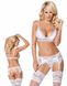 Set of linen - 810-SEG-2 white Obsessive, S/M, bra, thong, garter belt