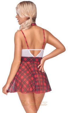 Сексуальный костюм школьницы с платьем и чокером в клетку &mdash; Cottelli Costumes, S 24710433021 фото