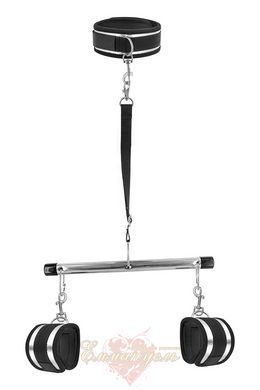 Фиксатор для рук и шеи с поводком - Fetish Tentation Submission bar with handcuffs and collar SO4668 фото