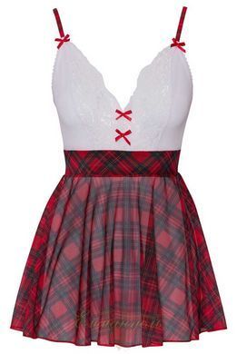 Сексуальный костюм школьницы с платьем и чокером в клетку &mdash; Cottelli Costumes, S 24710433021 фото