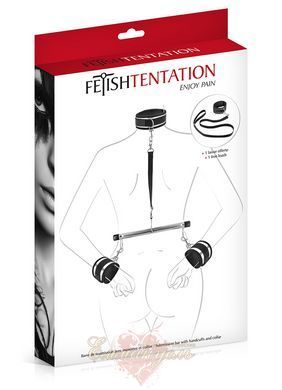 Фиксатор для рук и шеи с поводком - Fetish Tentation Submission bar with handcuffs and collar SO4668 фото