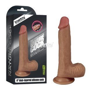 Phalloimitator with scrotum - 8'' Dual-layered Silicone Dildo 6452LVTOY005 &mdash; photos