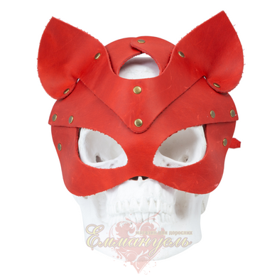 Premium kitty mask - LOVECRAFT, genuine leather, red