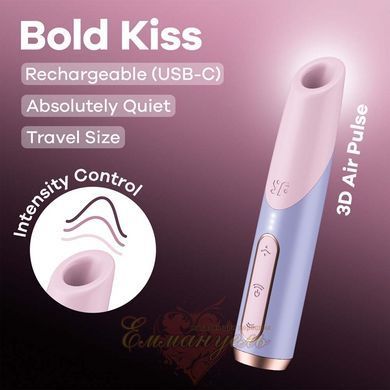 Вакуумний стимулятор - Satisfyer Bold Kiss Violet, магнітна технологія 3D Air Pulse, 30 режимів роботи SX2165 фото