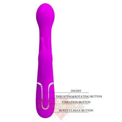 Вибратор-кролик Pretty Love Dejon Purple с 2 моторами, вращающимися шариками и кнопкой Burst Climax BW-500014 фото