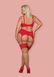 Set - Obsessive Jolierose 3-pcs set red XXL, bra, garter belt and panties.