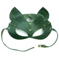Преміум маска кішечки - LOVECRAFT, натуральна шкіра, зелена