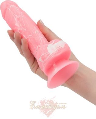 Glow in the dark dildo - ADDICTION - BRANDON - 7.5 '- PINK G.I.D. / W PB, 19 cm, silicone, vibro bullet as a gift
