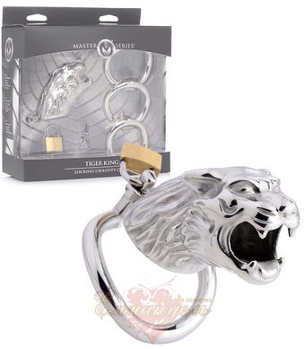 Клетка для пениса - Master Series: Tiger King Cock Cage With Lock, три кольца, замок, три ключа