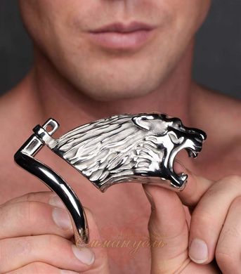 Клітка для пеніса - Master Series: Tiger King Cock Cage With Lock, три кільця, замок, три ключі