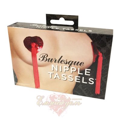 Пестис - стікіні - Burlesque Nipple Tassels, Наклейки на соски, блискучі сердечка з пензликами