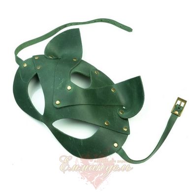 Premium kitty mask - LOVECRAFT, genuine leather, green