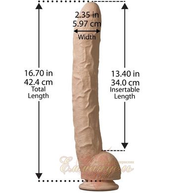 Фалоімітатор з мошонкою - Doc Johnson Dick Rambone Cock White (в ПЕ пакеті!), діаметр 6 см, довжина 42см, ПВХ