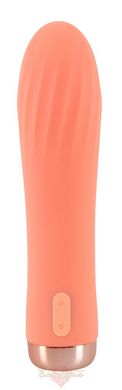 Mini vibrator - Peachy Mini Ribbed Vibrator