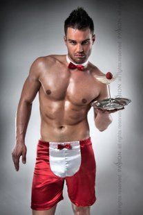 Male erotic waiter costume - 019 SHORT red L/XL - Passion PSM0191 &mdash; photos