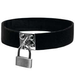 Choker with Lock - Sex And Mischief - Lock & Key Collar, Polyester, Velcro