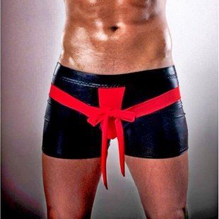 Shiny men's shorts with bow - Passion 001 SHORT black S / M PSM0012 &mdash; photos