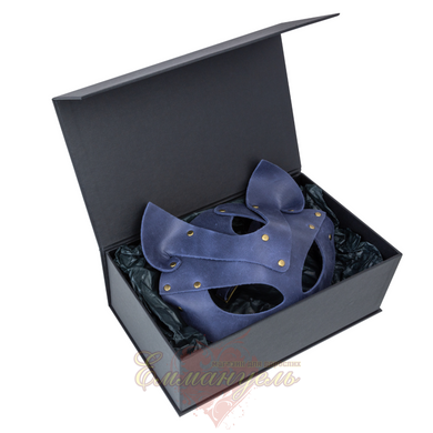 Premium kitty mask - LOVECRAFT, genuine leather, blue
