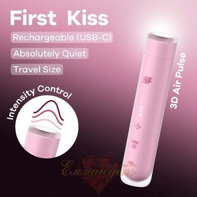 Вакуумний стимулятор - Satisfyer First Kiss, технологія 3D Air Pulse, 30 режимів, подвійний силікон SX2164 фото