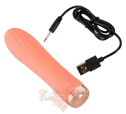 Mini vibrator - Peachy Mini Ribbed Vibrator