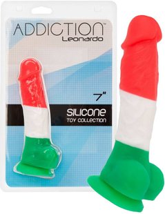 Цветной фаллоимитатор - ADDICTION - LEONARDO - 7" - 3 COLOURS, 17,8 см, силикон