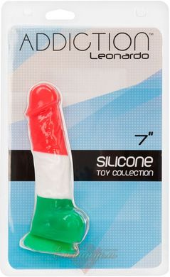 Цветной фаллоимитатор - ADDICTION - LEONARDO - 7" - 3 COLOURS, 17,8 см, силикон