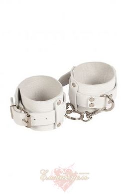 Leather Dominant Hand Cuffs,white