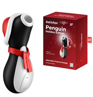 Вакуумный клиторальный стимулятор - Satisfyer Penguin Holiday Edition, в шапочке и шарфе