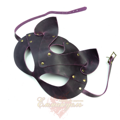 Premium kitty mask - LOVECRAFT, genuine leather, purple