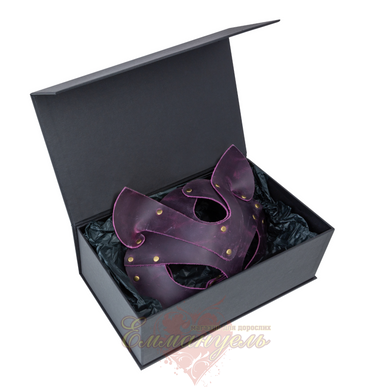 Преміум маска кішечки - LOVECRAFT, натуральна шкіра, фіолетова
