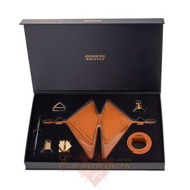 Маска на глаза Lockink Vixen Blindfold, коричневая, натуральная кожа, регулируемый объем SX0854 фото
