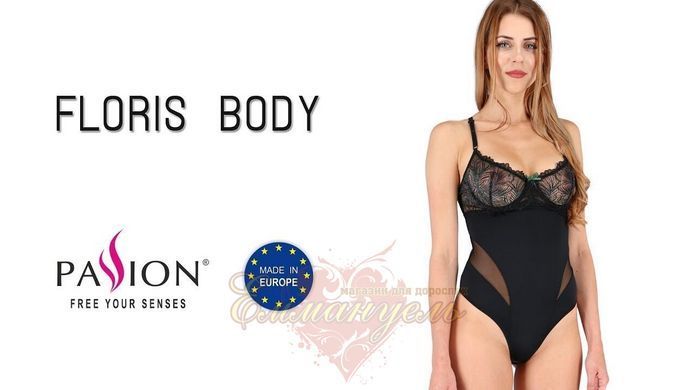 Боди - FLORIS BODY black L/XL - Passion Exclusive PS23701 фото