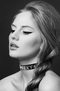 Чокер со стразами - Bijoux Pour Toi - SEXY, натуральная кожа