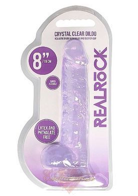 Прозорий фалоімітатор на присосці - Realrock Dildo 8" Purple 62530036-REA092PUR фото