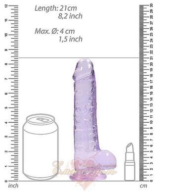 Прозорий фалоімітатор на присосці - Realrock Dildo 8" Purple 62530036-REA092PUR фото