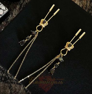 UPKO Crown and dangling side decorations chain nipple clamps