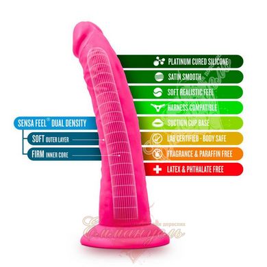 Фалоімітатор - Blush Neo Elite 7.5 Inch Silicone Dual Density Cock, Neon Pink