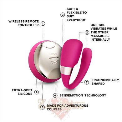 Vibrator for couples - LELO Tiani 3 Cerise, 2 motors, remote control