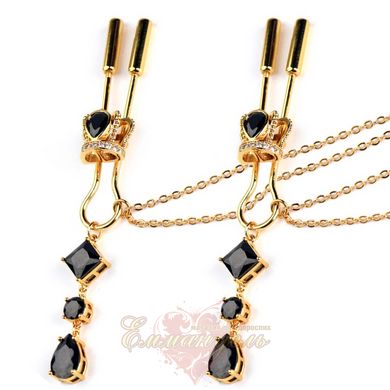 UPKO Crown and dangling side decorations chain nipple clamps