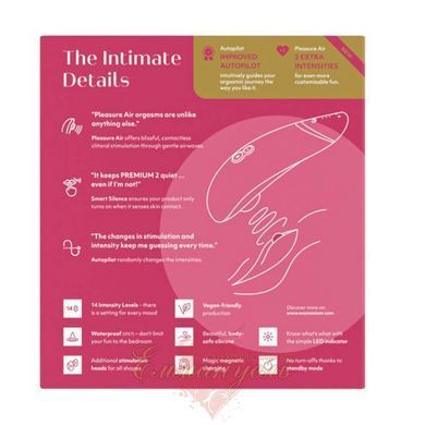 Вакуумный клиторальный стимулятор - Womanizer Premium 2 - Raspberry, функции Autopilot и Smart Silenc W44081 фото