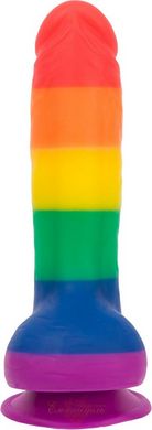 Радужный фаллоимитатор - ADDICTION - JUSTIN - 8" - RAINBOW, 20,3 см, силикон, вибропуля в подарок