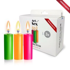Набір воскових свічок низькотемпературні, люмінісцентні - Art of Sex size S 10 см (3 шт)