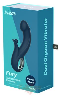 Rabbit Vibrator - Chisa Kissen Fury, Dual Vibration and Stimulation, Blue