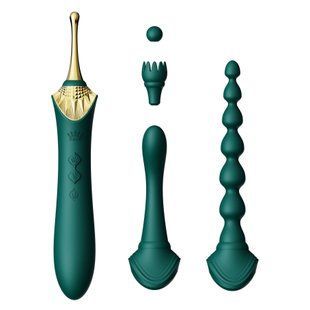 Многофункциональный вибратор Zalo Bess 2 Turquoise Green &ndash; 4 насадки, подогрев SO8238 фото