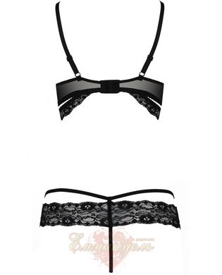 Комплект білизни - SARIA SET OpenBra black L/XL - Passion Exclusive: стрепи відкритий ліф, стрінги