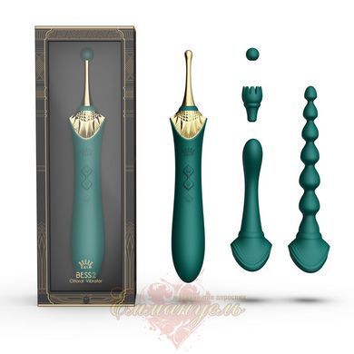 Многофункциональный вибратор Zalo Bess 2 Turquoise Green &ndash; 4 насадки, подогрев SO8238 фото