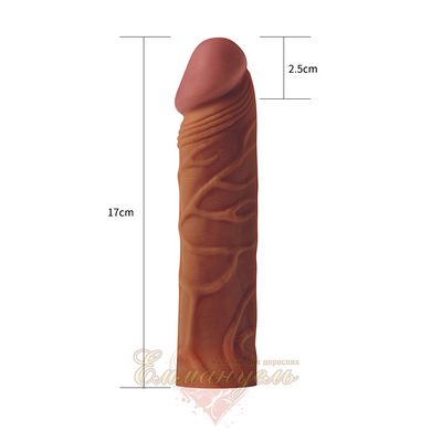 Насадка на член - Pleasure X-Tender Penis Sleeve Brown Add 2 "