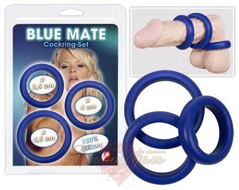 Ерекційні кільця - Blue Mate Cockring Set 3er