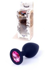 Анальная пробка - Jewellery Black Silikon Plug Medium Pink Diamond