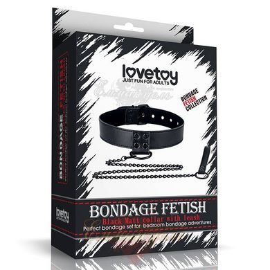 Ошейник с поводком - Bondage Fetish Black Matt Collar With Leash